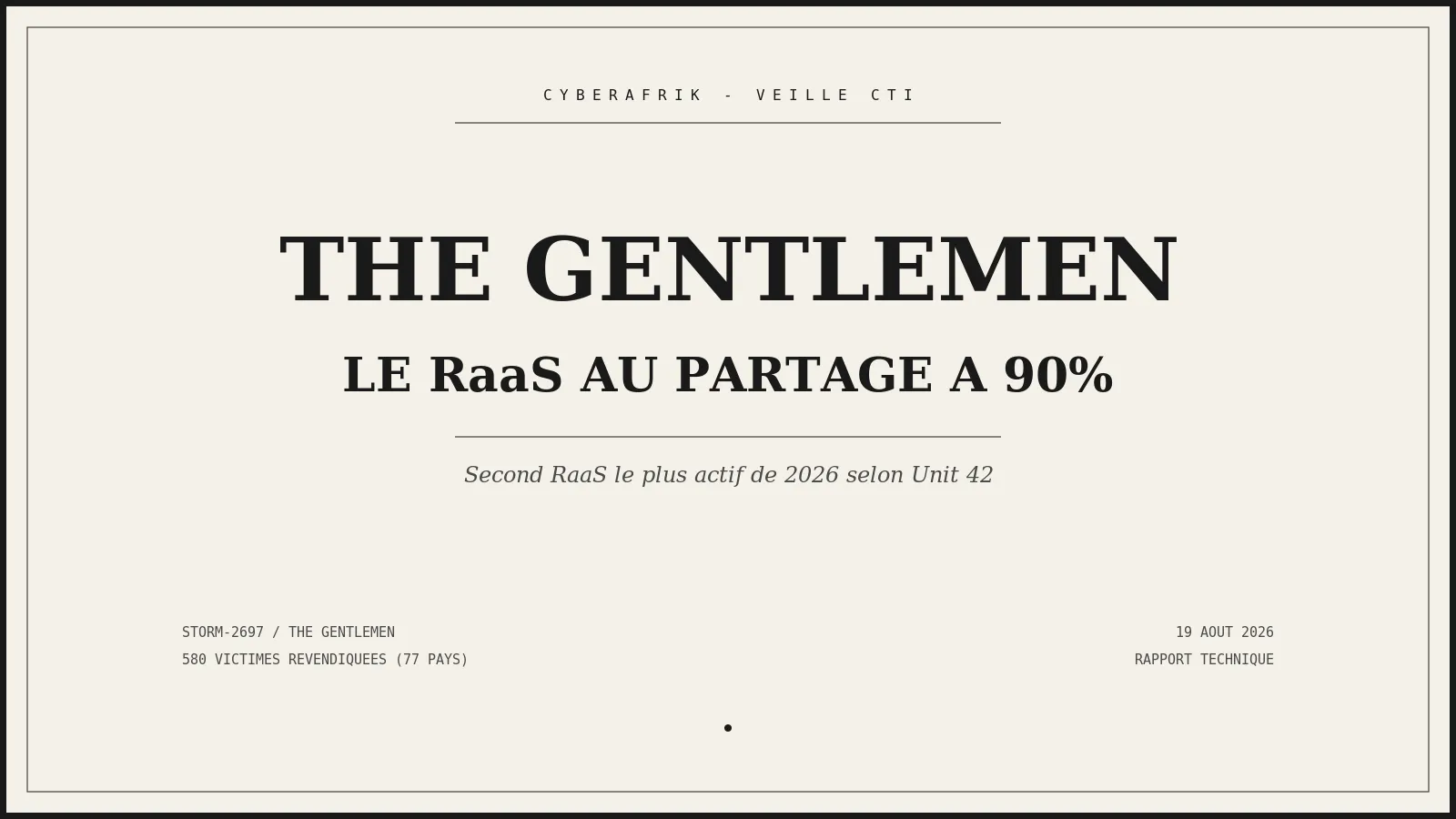 The Gentlemen : comment un partage d'affiliation à 90 % a fait de ce RaaS le second plus actif de 2026