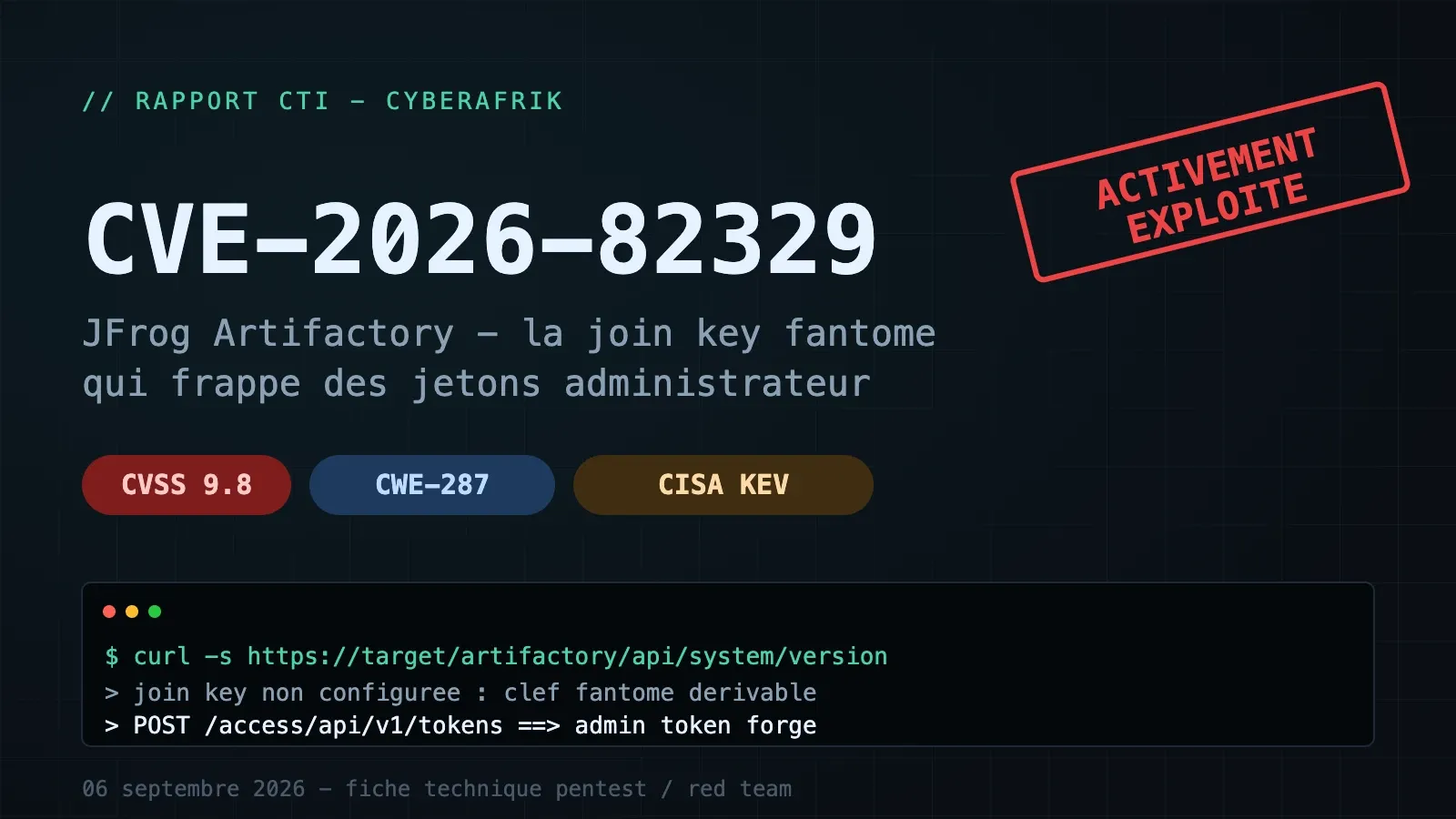 CVE-2026-82329 : la clé de jointure fantôme qui transforme Artifactory en distributeur de jetons administrateur